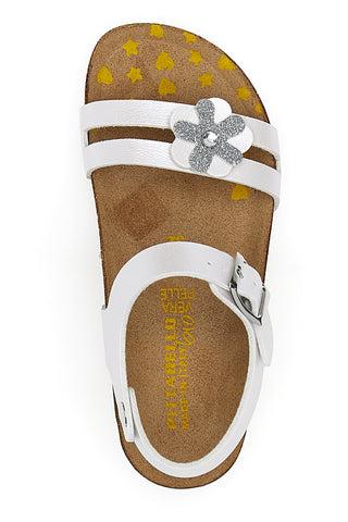 Weiße Sandalen mit Bio-Pitarello-Blume 257007