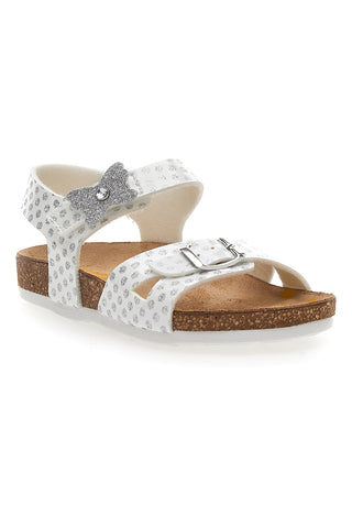 Weiße gepunktete Sandalen Pittarello Bio 257084