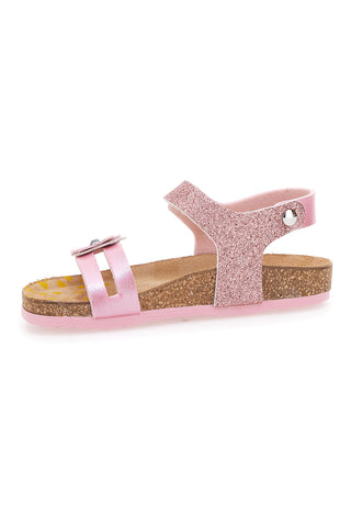 Rosa Sandalen mit Glitzerblume Pittarello Bio 257005