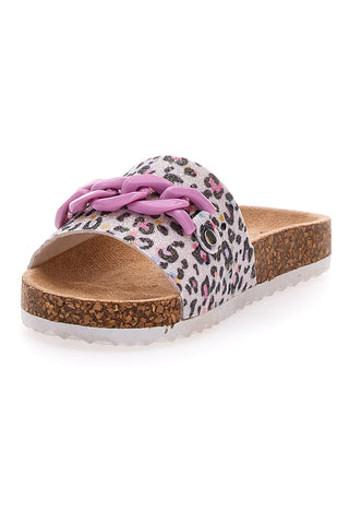 Ciabatta Leopardata rosa e bianca PITT KIDS 14400