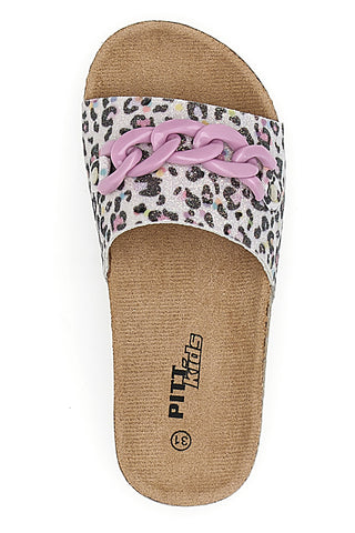 Ciabatta Leopardata rosa e bianca PITT KIDS 14400
