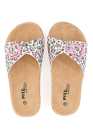 Ciabatte Bianche Leopardate Pitt Kids 14403