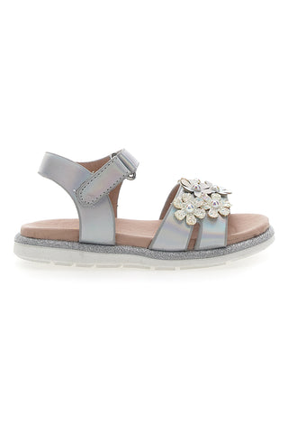 Elegante silberne Sandalen mit kleinen Blumen Pitt Kids 392411