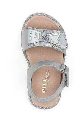 Elegante silberne Sandalen mit Schleife Pitt Kids 392412