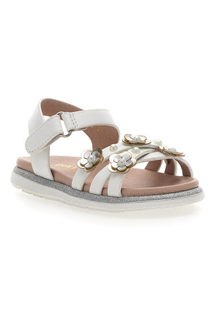 Weiße Sandalen mit Blumenapplikationen Pitt Kids 392413