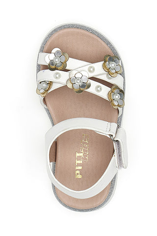 Weiße Sandalen mit Blumenapplikationen Pitt Kids 392413