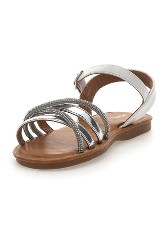 Elegante weiße und silberne Sandalen mit Strasssteinen Pitt Kids 392433