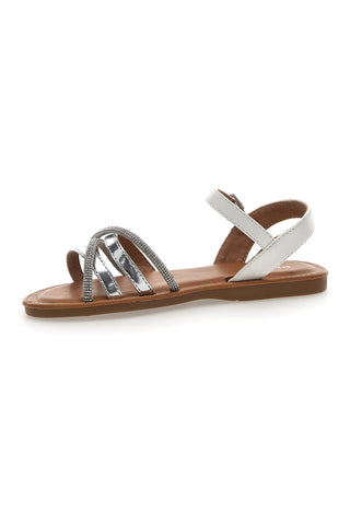 Elegante weiße und silberne Sandalen mit Strasssteinen Pitt Kids 392433