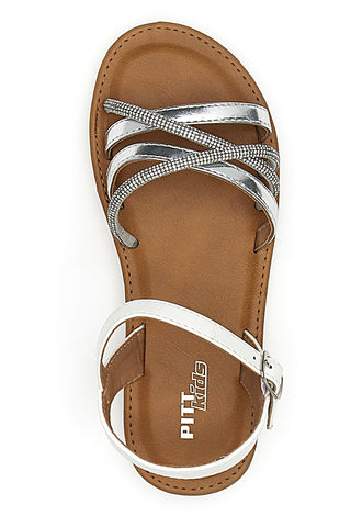Sandali Eleganti Bianchi e Argento con Strass Pitt Kids 392433