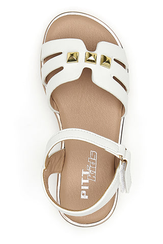 Sandali Bianchi Con Dettagli Oro Pitt Kids 392427