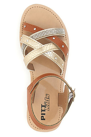 Sandali Bimba Marroni e Oro Pitt Kids 2205004