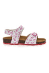 Weiße und rosa Sandalen mit Klettverschluss und Lederfußbett Pitt Kids 45289