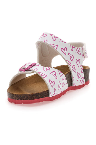 Weiße und rosa Sandalen mit Klettverschluss und Lederfußbett Pitt Kids 45289