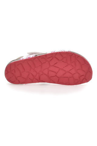 Weiße und rosa Sandalen mit Klettverschluss und Lederfußbett Pitt Kids 45289