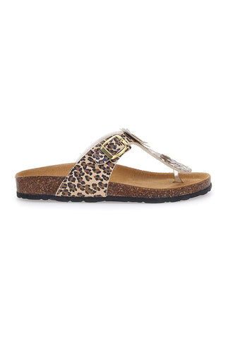 Pitt Kinder-Flip-Flop-Hausschuhe mit Tiermuster und Fußbett aus echtem Leder, 45261