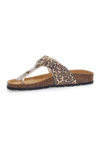 Pitt Kinder-Flip-Flop-Hausschuhe mit Tiermuster und Fußbett aus echtem Leder, 45261