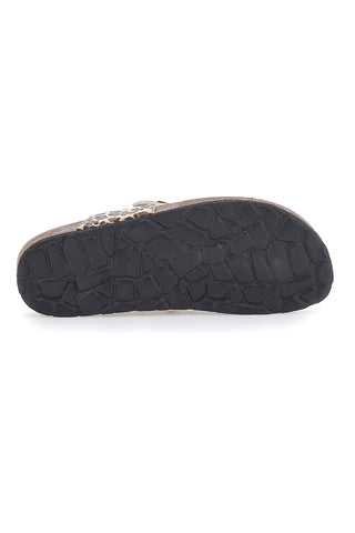 Pitt Kinder-Flip-Flop-Hausschuhe mit Tiermuster und Fußbett aus echtem Leder, 45261