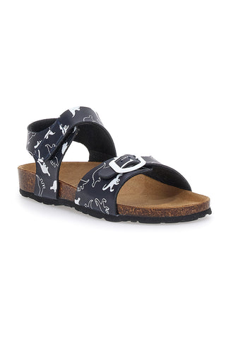 Marineblaue Sandalen mit Klettverschluss, zerrissenes Lederfußbett Pitt Kids 45289