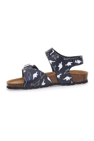 Marineblaue Sandalen mit Klettverschluss, zerrissenes Lederfußbett Pitt Kids 45289