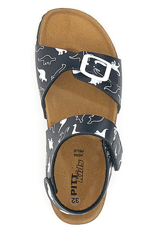 Marineblaue Sandalen mit Klettverschluss, zerrissenes Lederfußbett Pitt Kids 45289