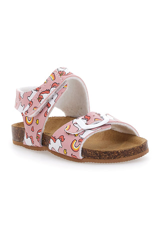 Rosa Sandalen mit Klettverschluss, Risse, Lederfußbett Pitt Kids 47327