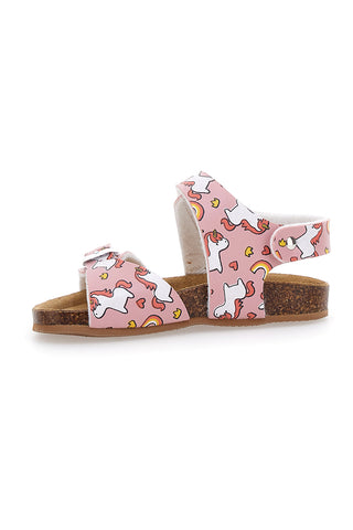 Rosa Sandalen mit Klettverschluss, Risse, Lederfußbett Pitt Kids 47327