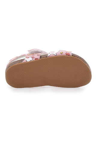 Rosa Sandalen mit Klettverschluss, Risse, Lederfußbett Pitt Kids 47327