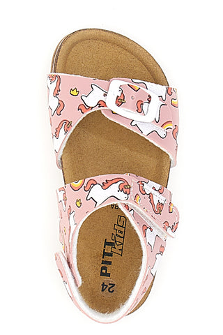 Rosa Sandalen mit Klettverschluss, Risse, Lederfußbett Pitt Kids 47327