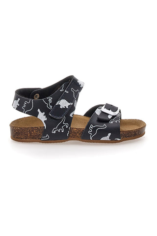 Schwarze Sandalen mit Klettverschluss-Einlegesohle aus Leder Pitt Kids 47327