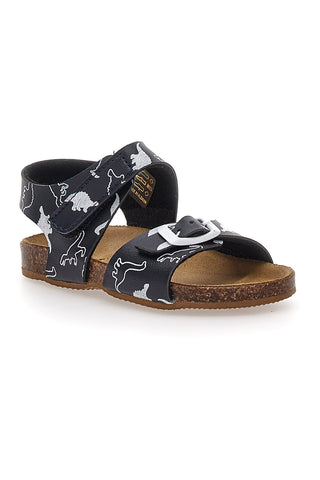 Schwarze Sandalen mit Klettverschluss-Einlegesohle aus Leder Pitt Kids 47327