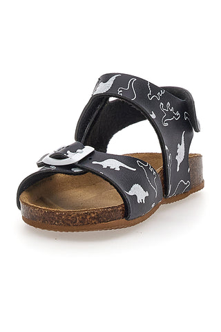 Schwarze Sandalen mit Klettverschluss-Einlegesohle aus Leder Pitt Kids 47327
