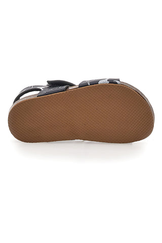 Schwarze Sandalen mit Klettverschluss-Einlegesohle aus Leder Pitt Kids 47327