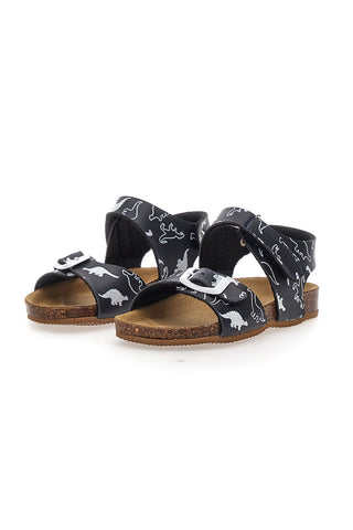 Schwarze Sandalen mit Klettverschluss-Einlegesohle aus Leder Pitt Kids 47327