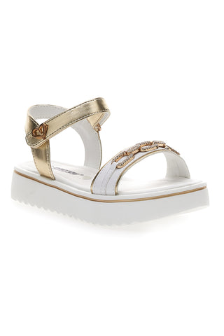 Weiße Sandalen mit goldenen Details Energy 539