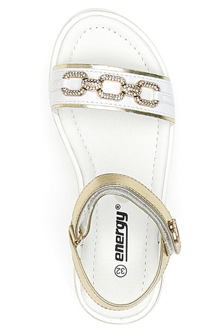 Weiße Sandalen mit goldenen Details Energy 539