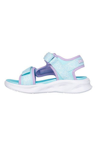 Skechers Kinder-Sandalen „S Lights“ in Hellblau mit offener Spitze und Klettverschluss: Sola Glow