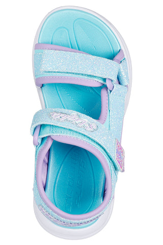 Skechers Kinder-Sandalen „S Lights“ in Hellblau mit offener Spitze und Klettverschluss: Sola Glow