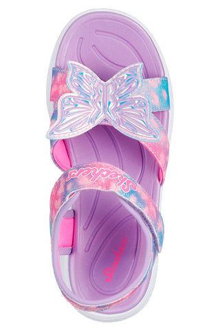 Lila Sandalen mit Schmetterling auf der Oberseite SKECHERS JUMPSTERS SANDAL - BUTTERFLY BRITES