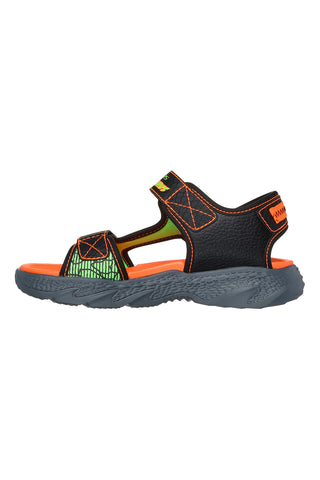 Skechers CREATURE-SPLASH Leuchtende Sandalen in Schwarz und Orange