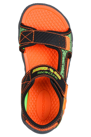 Skechers CREATURE-SPLASH Leuchtende Sandalen in Schwarz und Orange