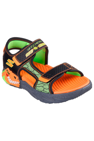 Skechers CREATURE-SPLASH Leuchtende Sandalen in Schwarz und Orange