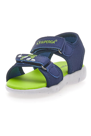 Blaue und grüne Sandalen mit Aufdruck und Klettverschluss Superga S63S820