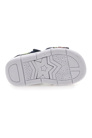 Blaue und grüne Sandalen mit Aufdruck und Klettverschluss Superga S63S820