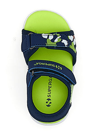 Blaue und grüne Sandalen mit Aufdruck und Klettverschluss Superga S63S820