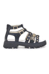 Schwarze Sandalen mit goldenen Nieten und Lederinnensohle Laura Biagiotti 96219486