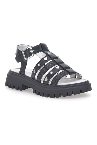 Schwarze Sandalen mit Nieten und Ledersohle Laura Biagiotti 90219487