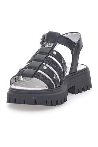 Schwarze Sandalen mit Nieten und Ledersohle Laura Biagiotti 90219487