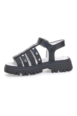 Schwarze Sandalen mit Nieten und Ledersohle Laura Biagiotti 90219487