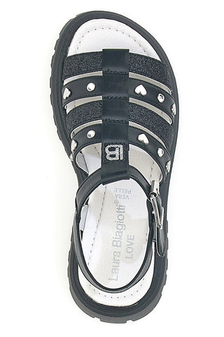Schwarze Sandalen mit Nieten und Ledersohle Laura Biagiotti 90219487