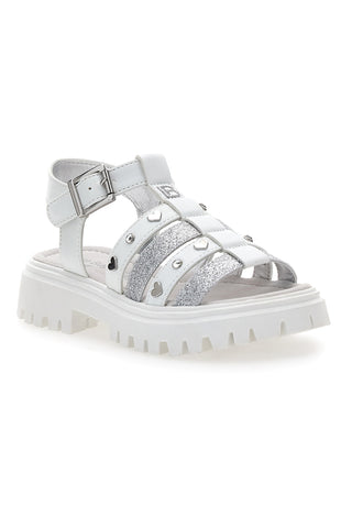 Weiße Sandalen mit Nieten und dicker Sohle Laura Biagiotti 90219488